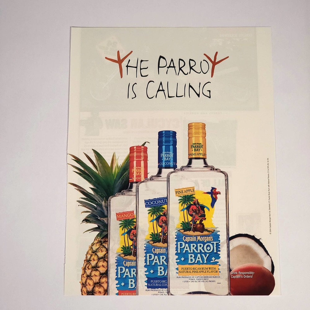 Captain Morgan Parrot Bay "The Parrot Is Calling" 2004 PC Gamer Print Ad‎ 8.5x11